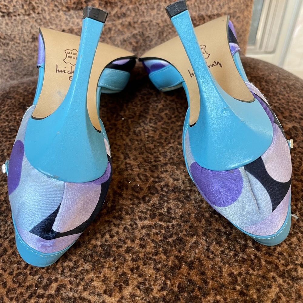 Luichiny - Printed Cloth and Blue Leather, pointed toed pumps - Picture 14 of 16